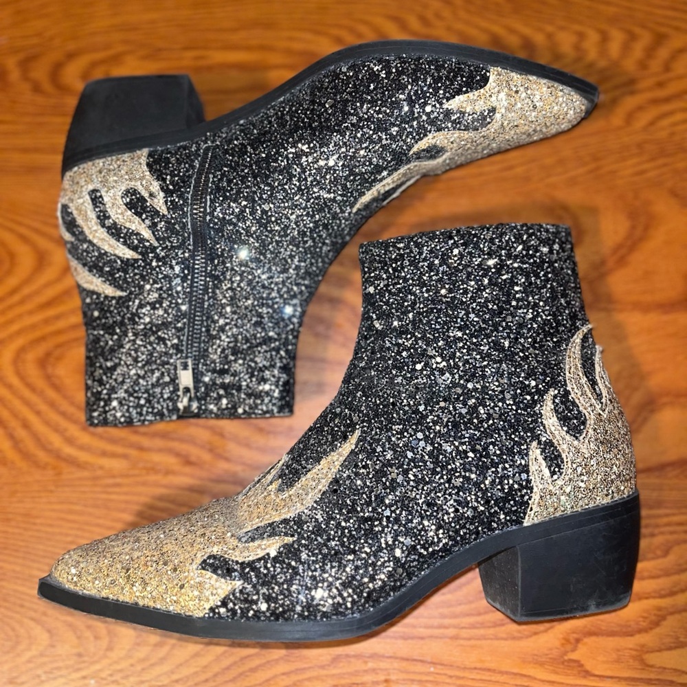 ASOS Glitter Flame Chelsea Western Boot